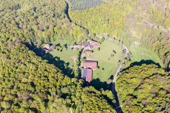 Drachenbronn-Birlenbach in the state Bas-Rhin, France from a drone