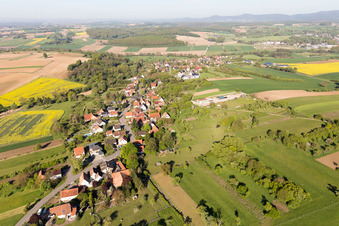 Village - view on the edge of agricultural fields and farmland in Gunstett in Grand Est, France