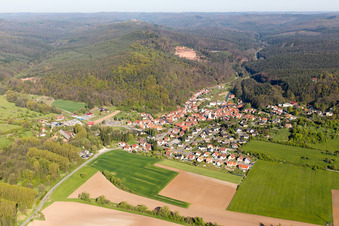 Offwiller in the state Bas-Rhin, France seen from above