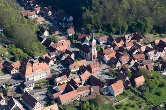 Offwiller in the state Bas-Rhin, France from the plane
