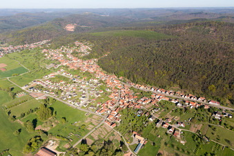 Drone image of Offwiller in the state Bas-Rhin, France