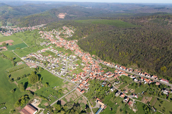Offwiller in the state Bas-Rhin, France from the drone perspective