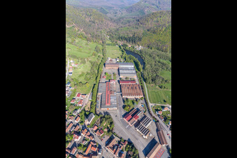 Aerial photograpy of Building and production halls on the premises of De Dietrich Process Systems in Zinswiller in Grand Est, France