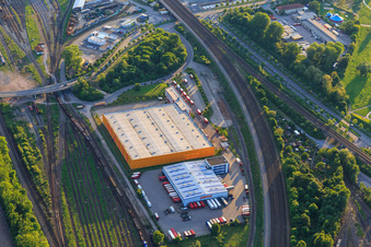 Emons Spedition GmbH & Co. KG and dm Lager in Wolfartsweierer Straße in the district Oststadt in Karlsruhe in the state Baden-Wuerttemberg, Germany