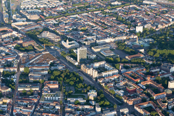 Aerial view of Kriegsstr in the district Innenstadt-West in Karlsruhe in the state Baden-Wuerttemberg, Germany