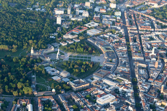 Aerial photograpy of Kaiserstr, Schlossplatz in the district Innenstadt-West in Karlsruhe in the state Baden-Wuerttemberg, Germany
