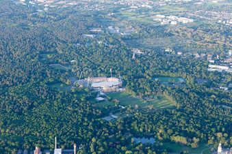 Aerial photograpy of Stadium in the district Innenstadt-Ost in Karlsruhe in the state Baden-Wuerttemberg, Germany