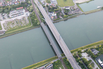 Maxau, Rhine Bridge in the district Knielingen in Karlsruhe in the state Baden-Wuerttemberg, Germany