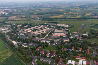 Aerial view of Schweinfurt, Niederwerrn former US airfield/barracks in Geldersheim in the state Bavaria, Germany