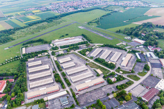 Aerial view of Building complex of the former military barracks in Geldersheim in the state Bavaria, Germany
