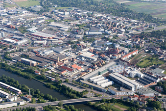 Aerial view of Margaretendamm in Bamberg in the state Bavaria, Germany