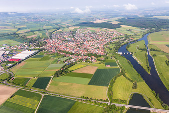 Village on the river bank areas of the Main river in Knetzgau in the state Bavaria, Germany