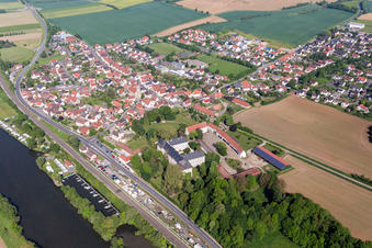 Village on the river bank areas of the Main river in Obertheres in the state Bavaria, Germany