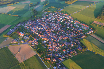 Aerial view of Village - view from the northwest in Wasserlosen in the state Bavaria, Germany