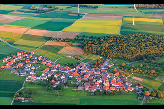 Aerial view of Village - view from the north in the district Kaisten in Wasserlosen in the state Bavaria, Germany