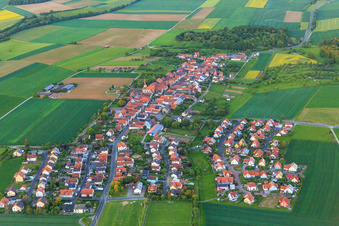 Aerial view of Village - view from the west in the district Egenhausen in Werneck in the state Bavaria, Germany