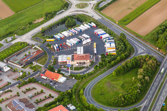 Motorway service area Euro Rastpark Werneck on the edge of the course of BAB highway 70 in Werneck in the state Bavaria, Germany