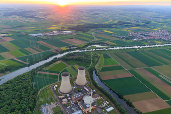 Preussenelektra GmbH — Nuclear Power Plant Grafenrheinfeld at sunset in Grafenrheinfeld in the state Bavaria, Germany