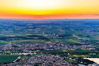 Sunset over the Main in Grafenrheinfeld in the state Bavaria, Germany