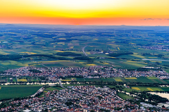 Sunset over the Main in Bergrheinfeld in the state Bavaria, Germany