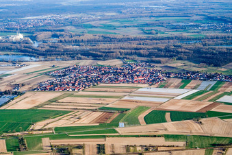 Aerial view of From the west in the district Mechtersheim in Römerberg in the state Rhineland-Palatinate, Germany