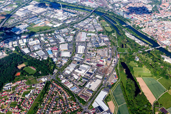 Industrial estate and company settlement Sennfeld West near the river Main in Sennfeld in the state Bavaria, Germany