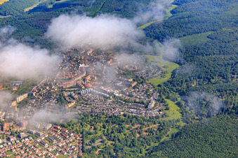 View of the town from the south under clouds in the district Deutschhof in Schweinfurt in the state Bavaria, Germany