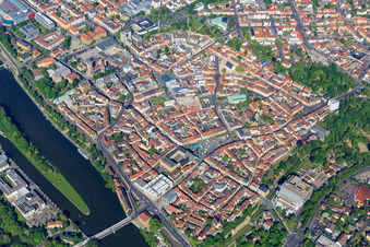 Old town with market in Schweinfurt in the state Bavaria, Germany