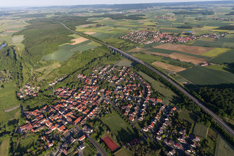 Aerial view of Between Main and A70 in the district Untereuerheim in Grettstadt in the state Bavaria, Germany
