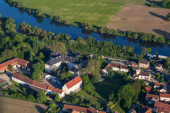 Aerial view of Castle (former abbey) Theres in the district Obertheres in Theres in the state Bavaria, Germany