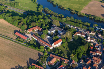 Aerial photograpy of Castle (former abbey) Theres in the district Obertheres in Theres in the state Bavaria, Germany