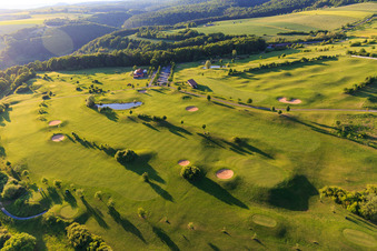 Aerial photograpy of Golf course of the Golfclub Haßberge eV in the district Steinbach in Ebelsbach in the state Bavaria, Germany