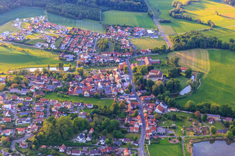 View of the town from the south in Rentweinsdorf in the state Bavaria, Germany