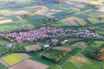 Aerial view of District Mechenried in Riedbach in the state Bavaria, Germany