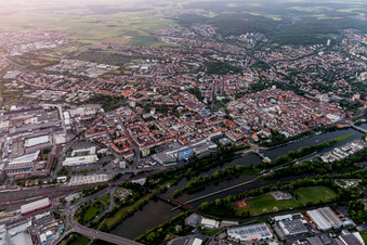 City view on the river bank of the Main river in Schweinfurt in the state Bavaria, Germany