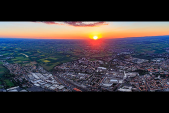 Sunset over the city in Schweinfurt in the state Bavaria, Germany