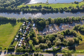 Marina and motorhome parking in the district Garstadt in Bergrheinfeld in the state Bavaria, Germany