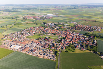 Town View of the streets and houses of the residential areas in Unterspiesheim in the state Bavaria, Germany