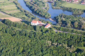 Mainhang at the Vogelsburg and Church of the Protection of Mary in the district Escherndorf in Volkach in the state Bavaria, Germany