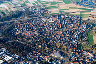 Aerial view of North in Speyer in the state Rhineland-Palatinate, Germany