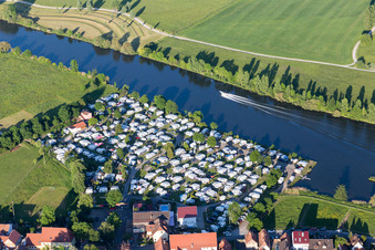 Camping with caravans and tents in Schwarzenau in the state Bavaria, Germany