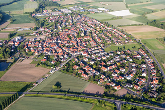 Town View of the streets and houses of the residential areas in the district Stadtschwarzach in Schwarzach am Main in the state Bavaria, Germany