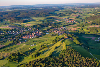 Aerial view of Burgwindheim in the state Bavaria, Germany