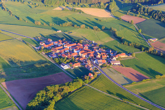 Village view in the Ebrachtal from the northwest in the district Kötsch in Burgwindheim in the state Bavaria, Germany
