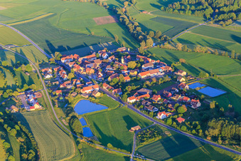 Aerial view of Village view in the Ebrachtal from the northwest in the district Mönchherrnsdorf in Burgebrach in the state Bavaria, Germany