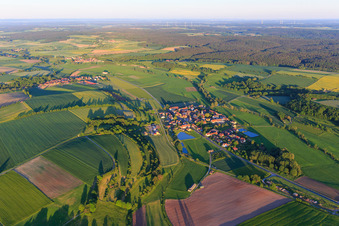 Aerial view of Village overview in the Ebrachtal from the northwest in the district Mönchherrnsdorf in Burgebrach in the state Bavaria, Germany