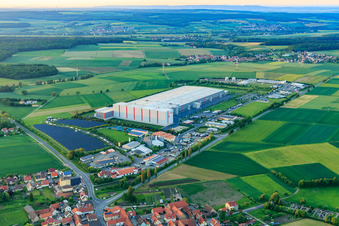 Industrial estate Am Rödertor with DLZ Donnersdorf- central warehouse and Kaufland Logistik VZ GmbH & Co. KG and Baumann Recycling GmbH in Donnersdorf in the state Bavaria, Germany
