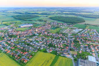Overview of the town from the northeast in Grettstadt in the state Bavaria, Germany