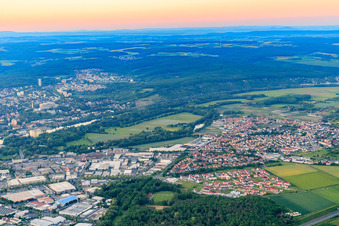 View of the town from the southwest in Sennfeld in the state Bavaria, Germany