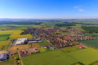 Overview of towns from the north in Grettstadt in the state Bavaria, Germany
